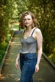 teen in strappy shirt central park