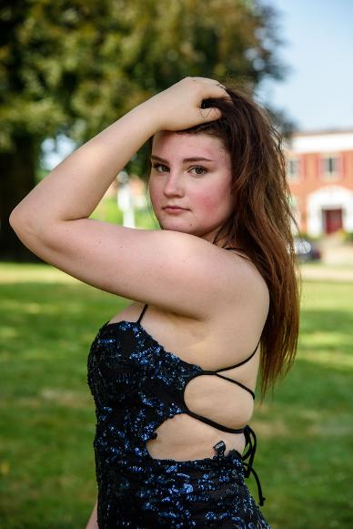 gril in dance dress outside