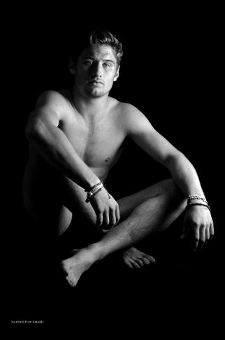 Nude young man black and white
